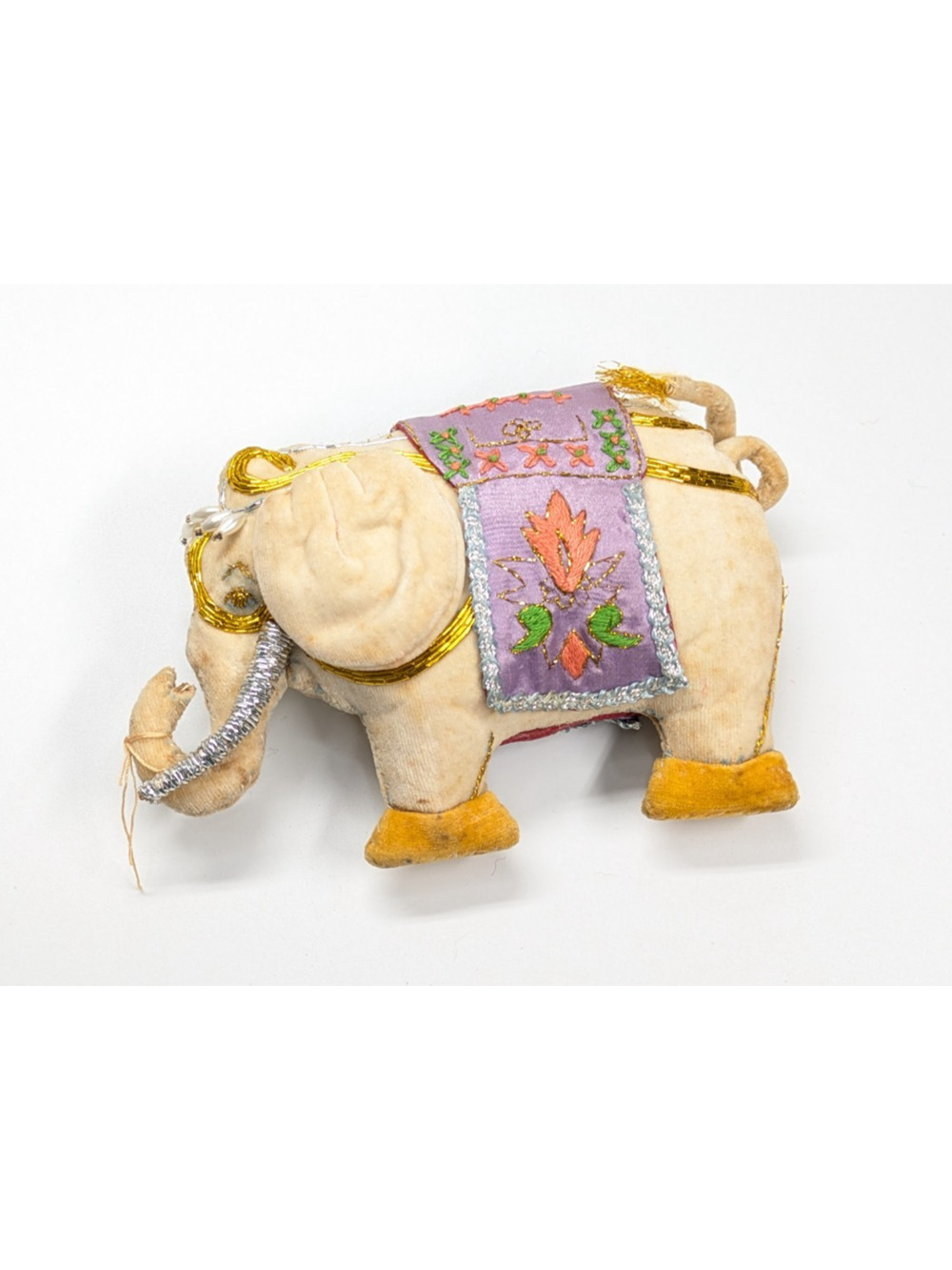 Vintage Cute Embroidered Plush Soft Elephant Christmas Ornaments 5.5" x 4"